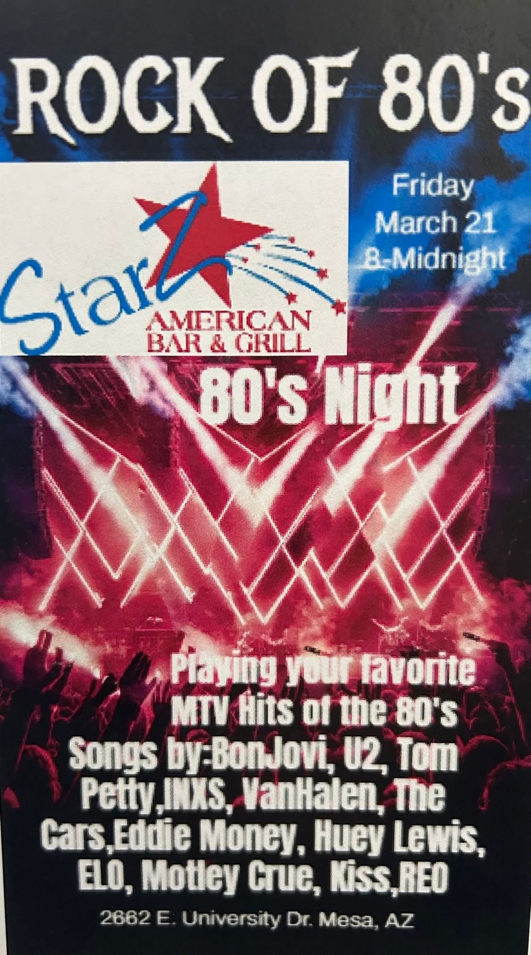 ROCK OF 80\u2019s @ StarZ