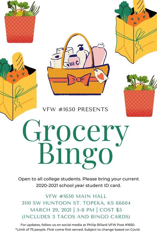 Grocery Bingo for College Students, Philip Billard VFW Post #1650 ...