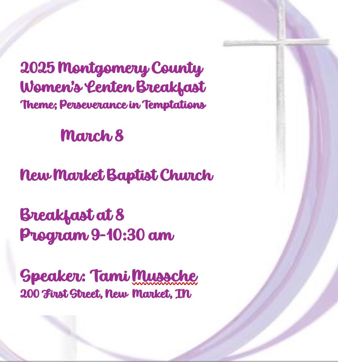 Women\u2019s Lenten Breakfast with Guest Speaker: Tami Mussche