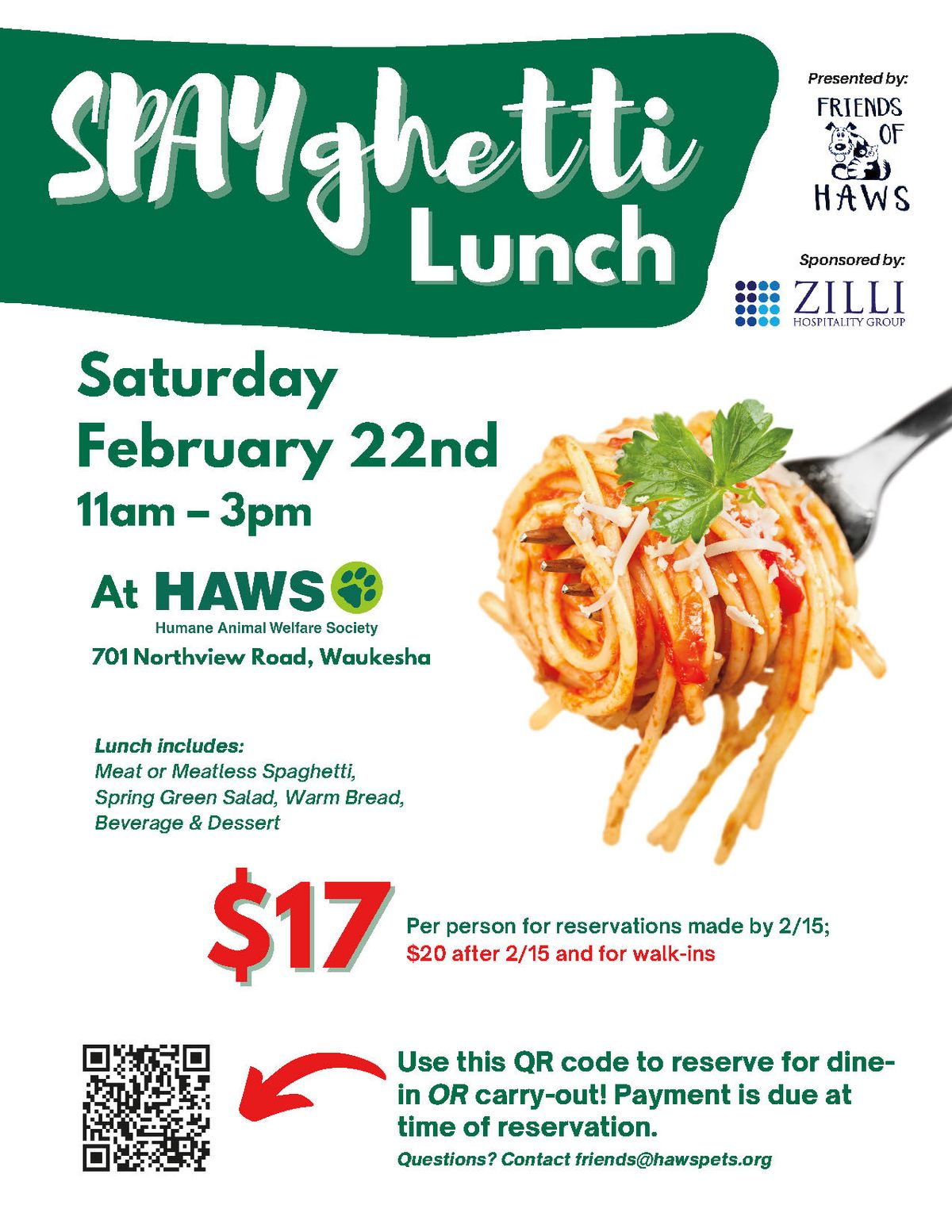 Friends of HAWS SPAY-ghetti Lunch