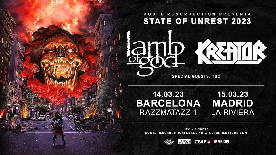 Route RF: Lamb of God + Kreator (Barcelona, 2023)