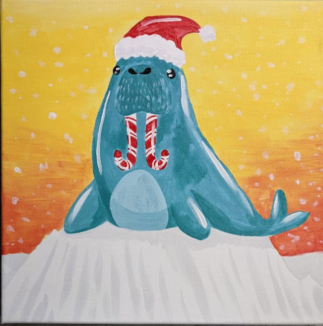 Festive Walrus Kids Canvas