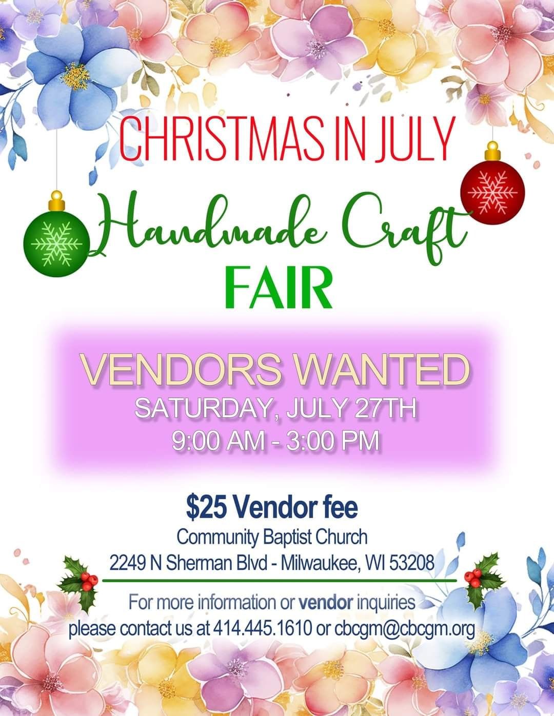 Christmas in July \/ Vendors wanted