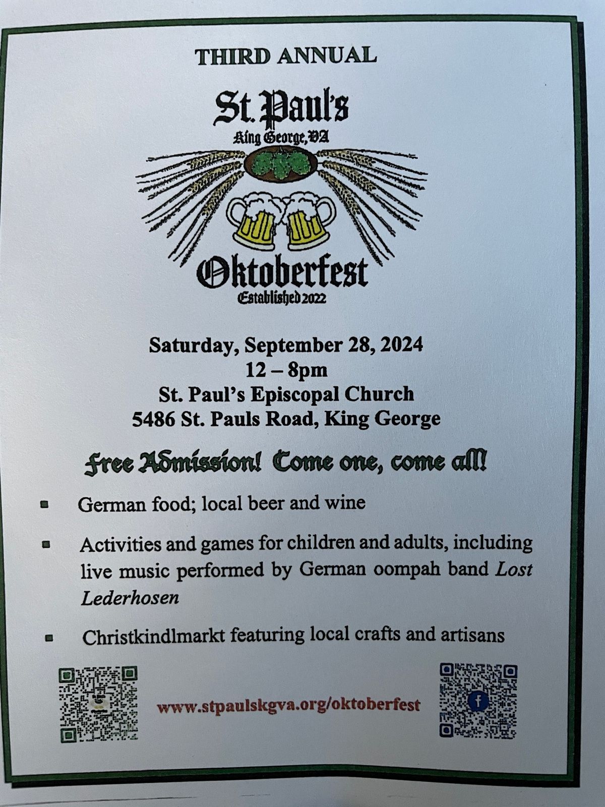 St. Paul\u2019s Episcopal Church OKTOBERFEST 