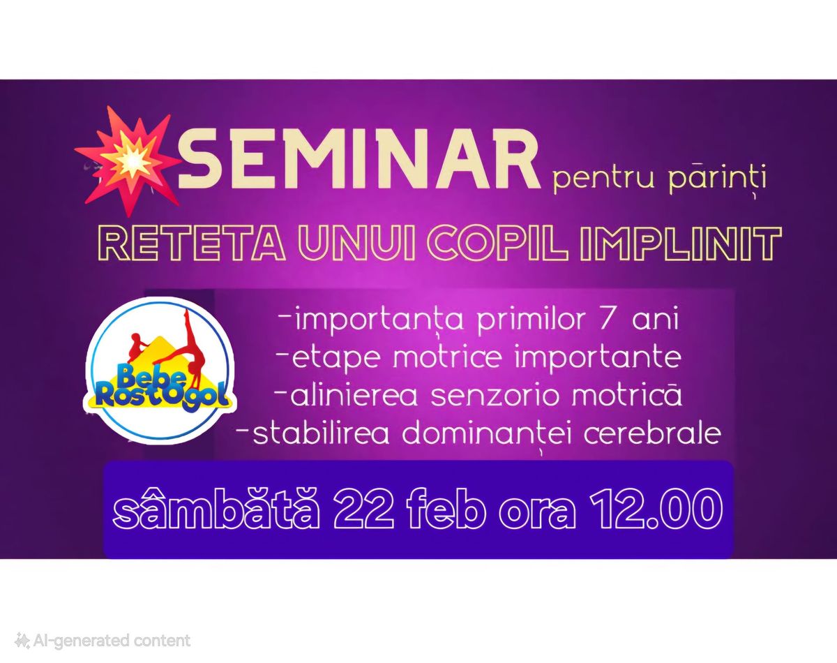 SEMINAR  pentru p\u0103rin\u021bi- RE\u021aETA UNUI COPIL \u00ceMPLINIT