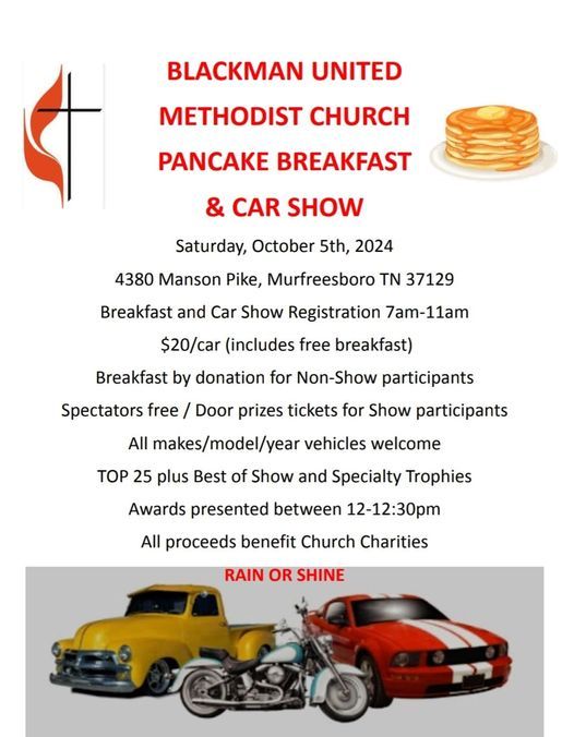 Blackman United Methodist Pancake Breakfast & Car Show & MTAM Cruise