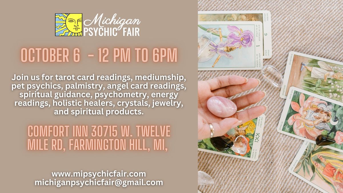 Michigan Psychic Fair October 6, 2024, Farmington Hills, MI