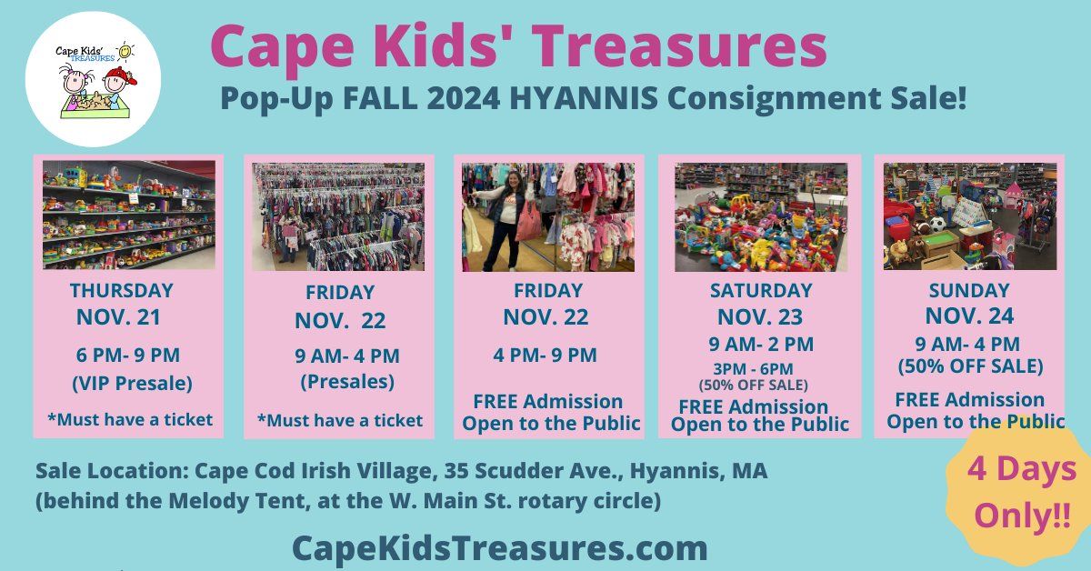 Cape Kids' Treasures Fall 2024 Hyannis Sale