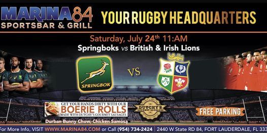 Watch Rugby Springboks Vs British Irish Lions Marina 84 Fort Lauderdale 24 July 2021