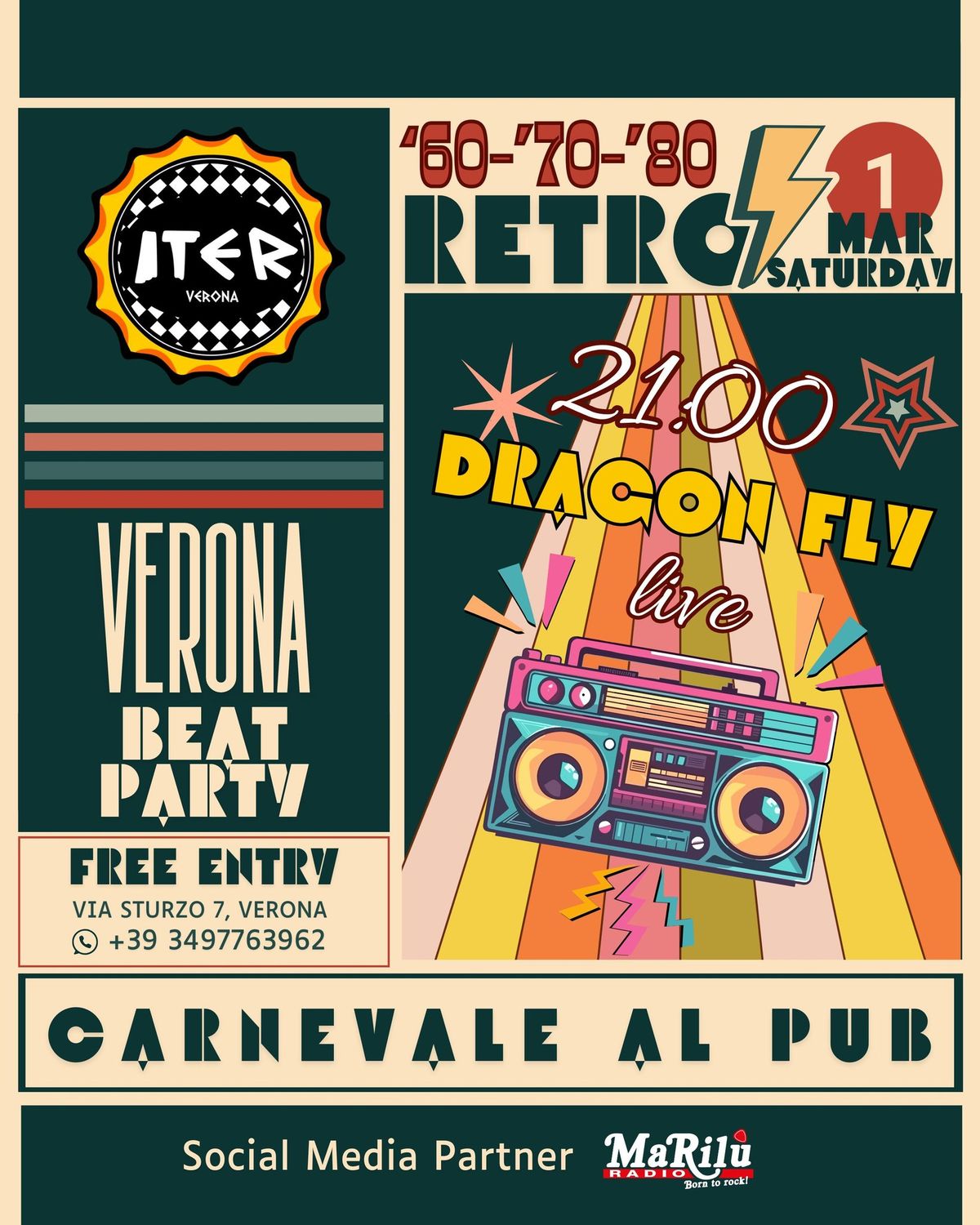 VERONA BEAT PARTY - Il Carnevale al Pub con i Dragon Fly\ud83e\uddd1\ud83c\udffb\u200d\ud83c\udfa4