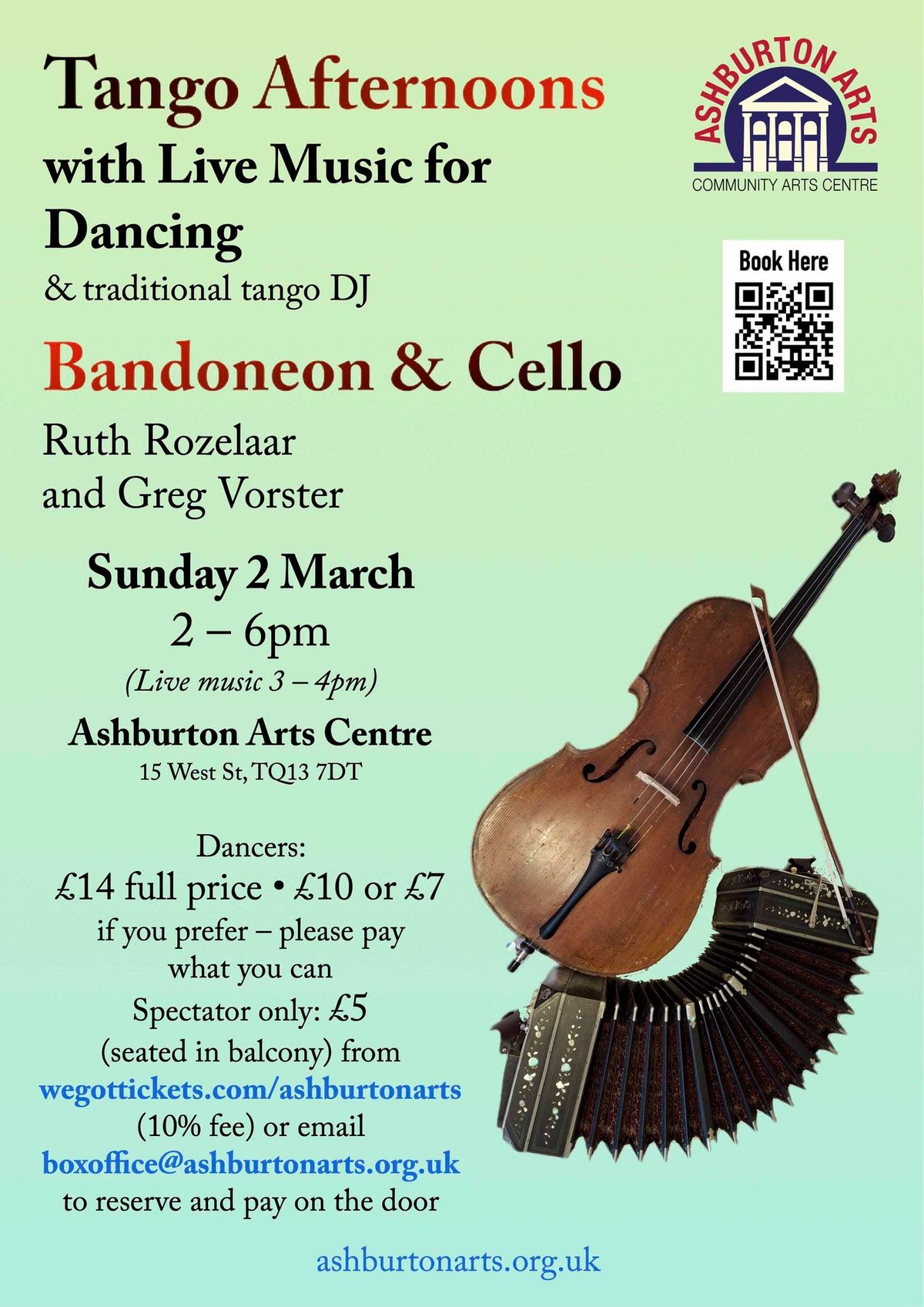 Tango Afternoons,  with Live Music & DJ, at Ashburton Arts Centre