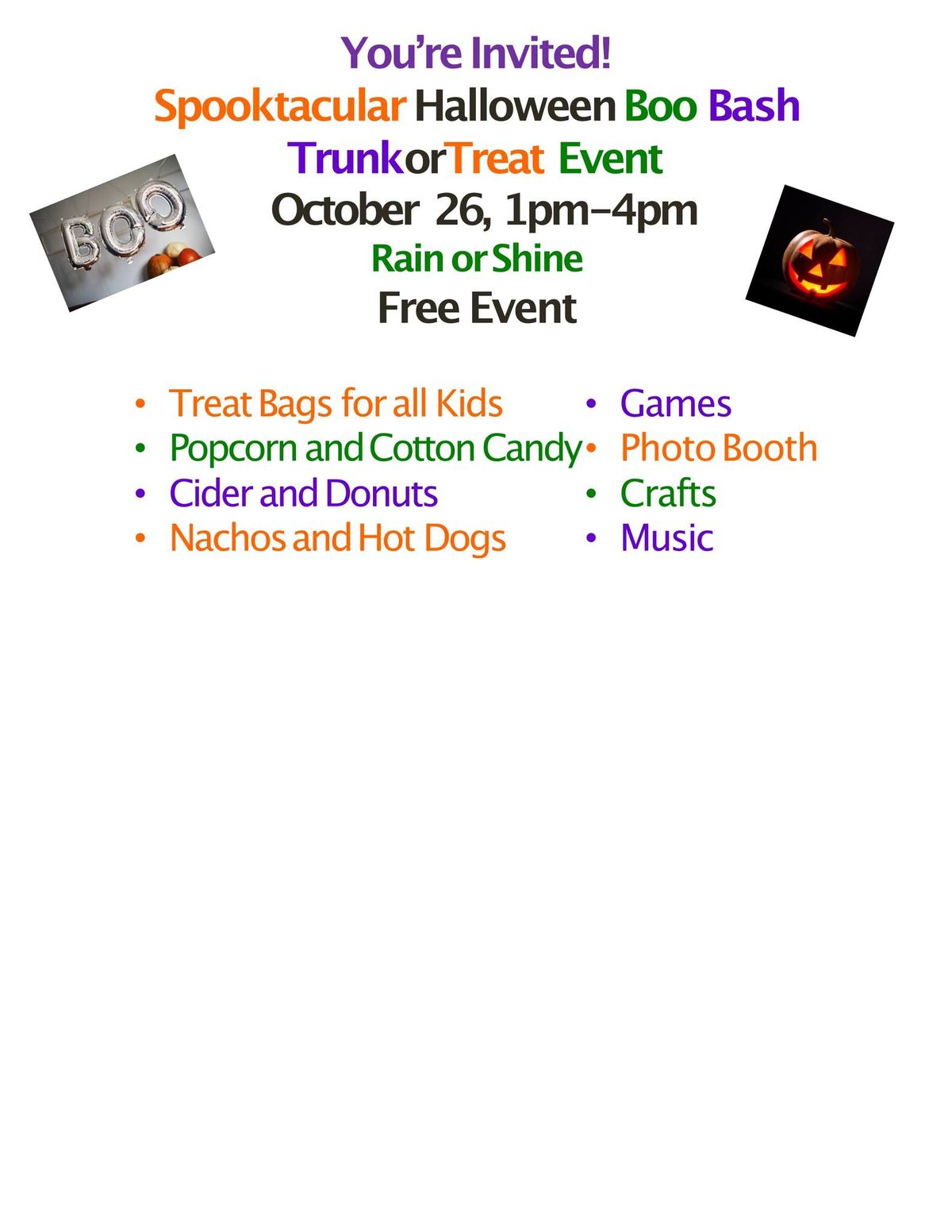 Spooktacular Halloween Boo Bash\/Trunk or Treat