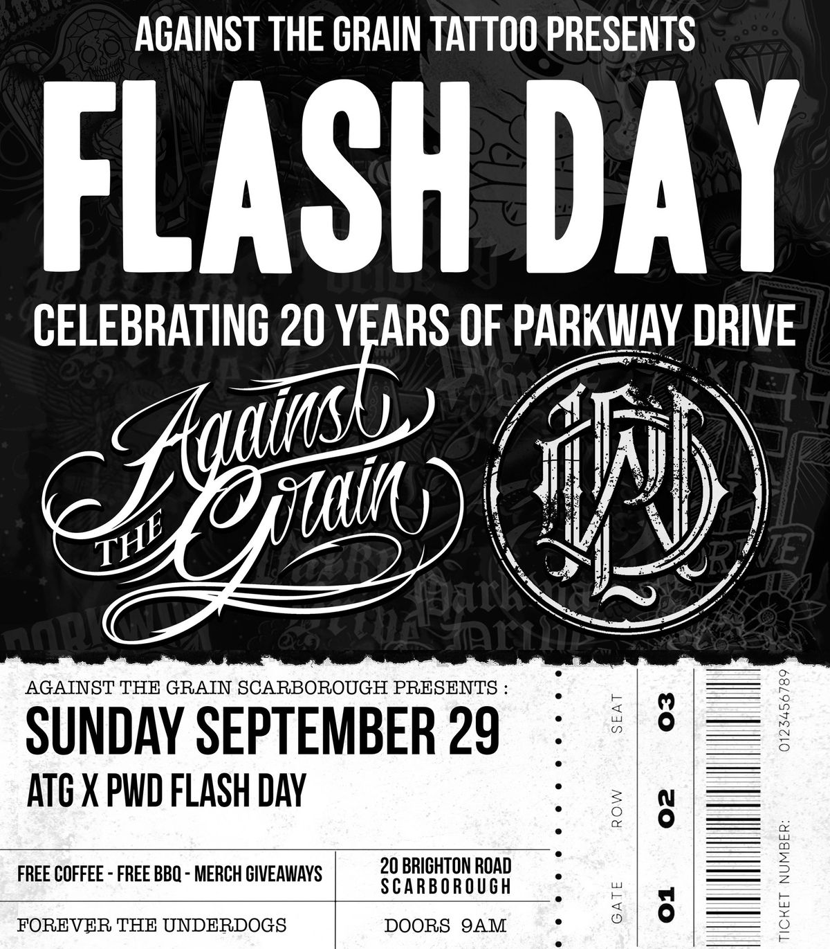 ATG x PARKWAY DRIVE Tattoo Flash Day 