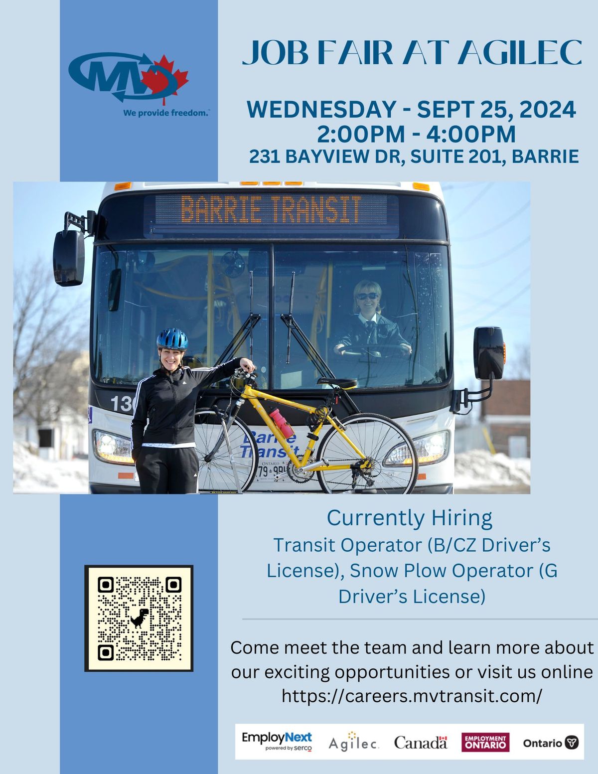 Upcoming JOB FAIR for MVT Canadian Bus (Barrie Transit)