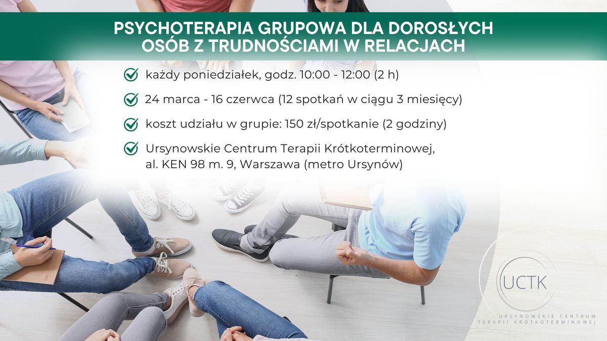 Grupa terapeutyczna dla doros\u0142ych os\u00f3b z trudno\u015bciami w relacjach