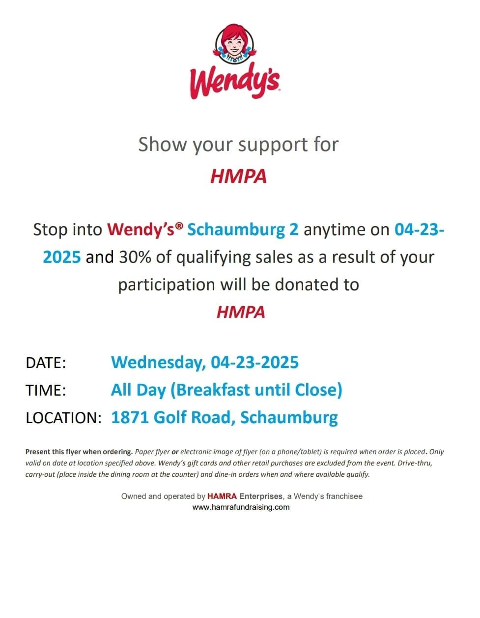 Wendys Dine to Donate 