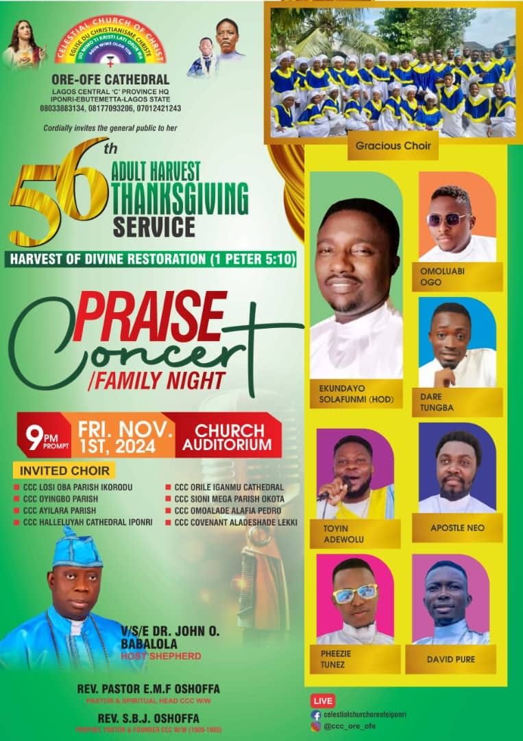  56th Annual Adult Harvest Thanksgiving Service\n\n