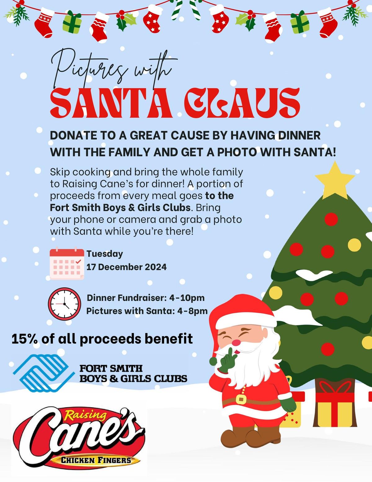 Dinner and Pictures with Santa @ Raising Cane's!