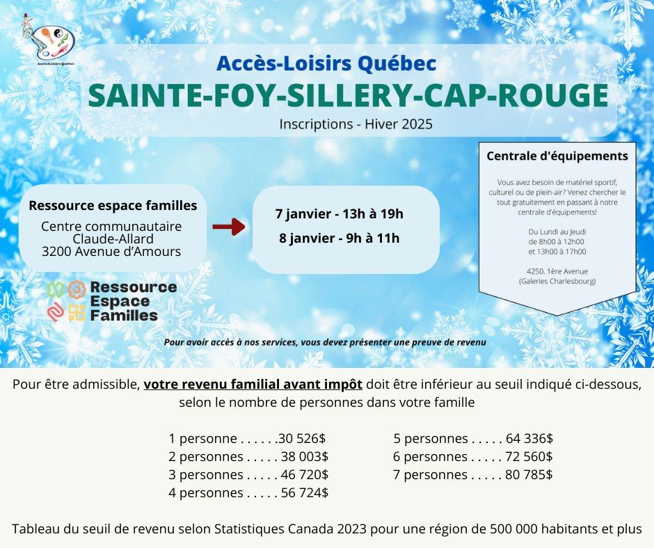 Inscriptions Acc\u00e8s-Loisirs hiver 2025