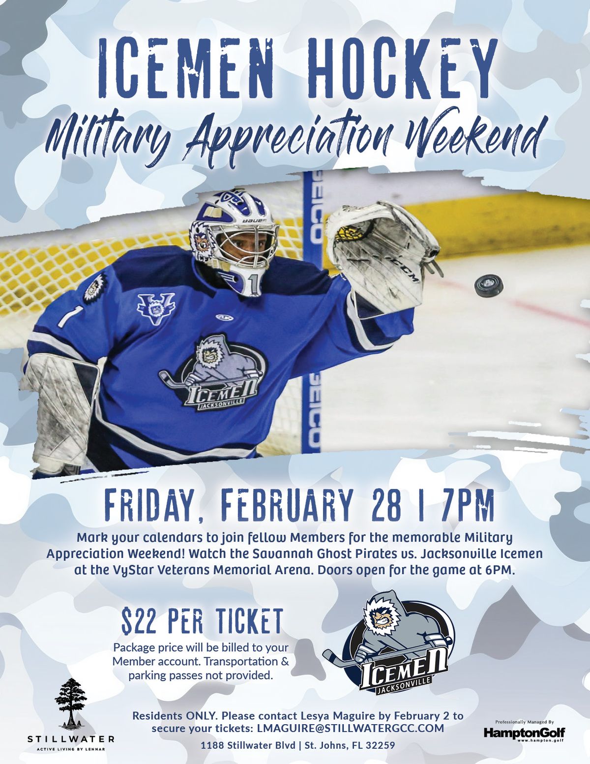 The Jacksonville Icemen's Military Appreciation Weekend (Resident Event)