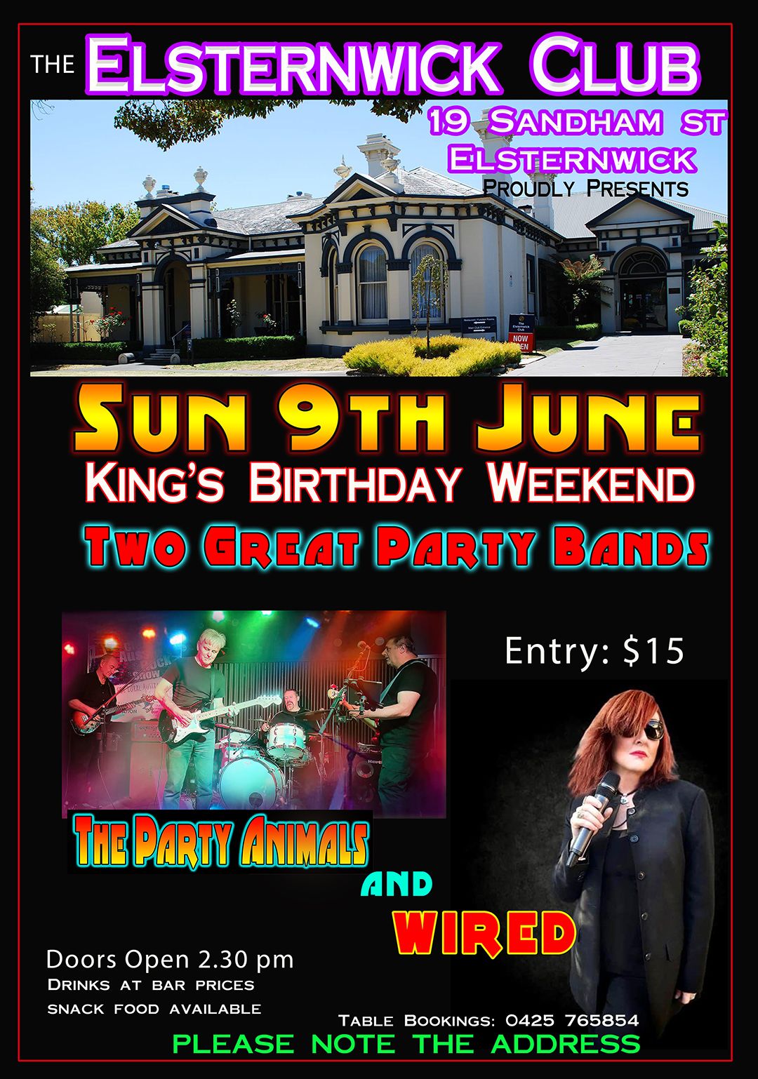 Party Animals + Wired - Sun 9th June - Elsternwick Club - Party Time -