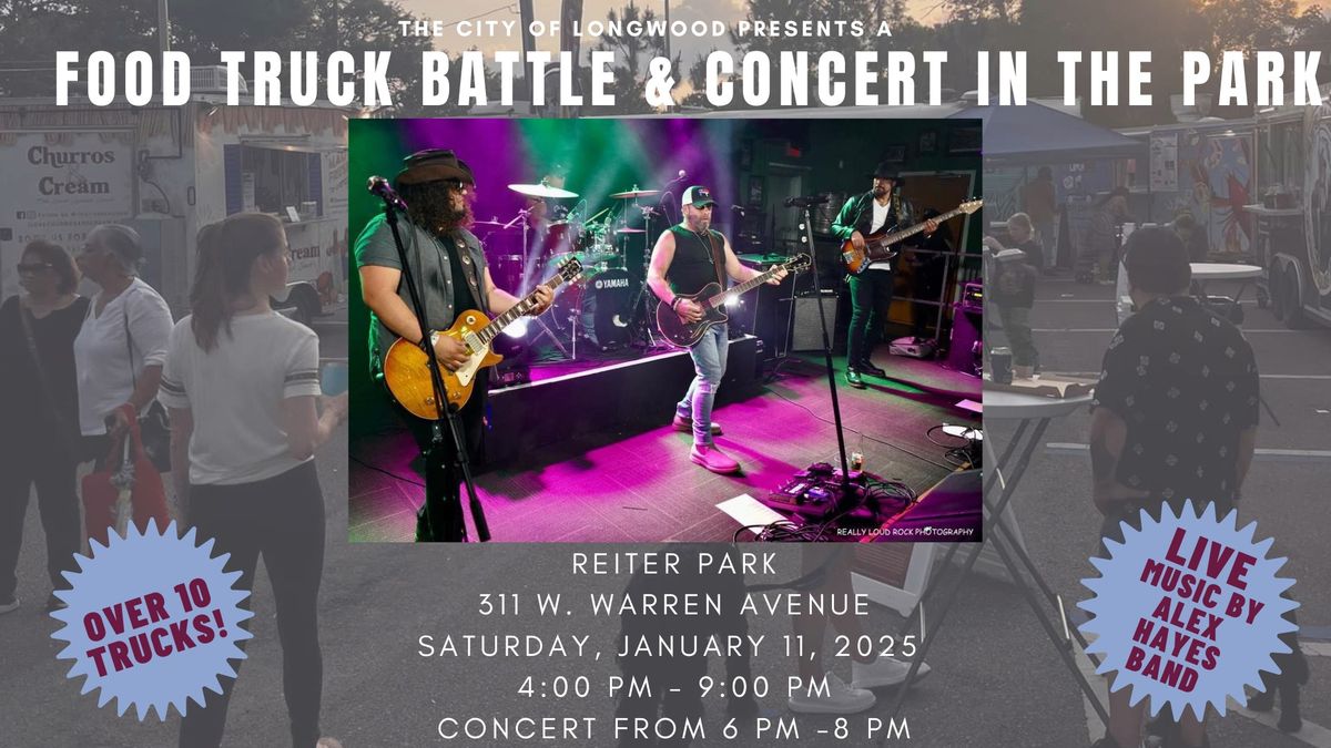 Food Truck Battle 4-9pm & Concert in the Park 6-8pm