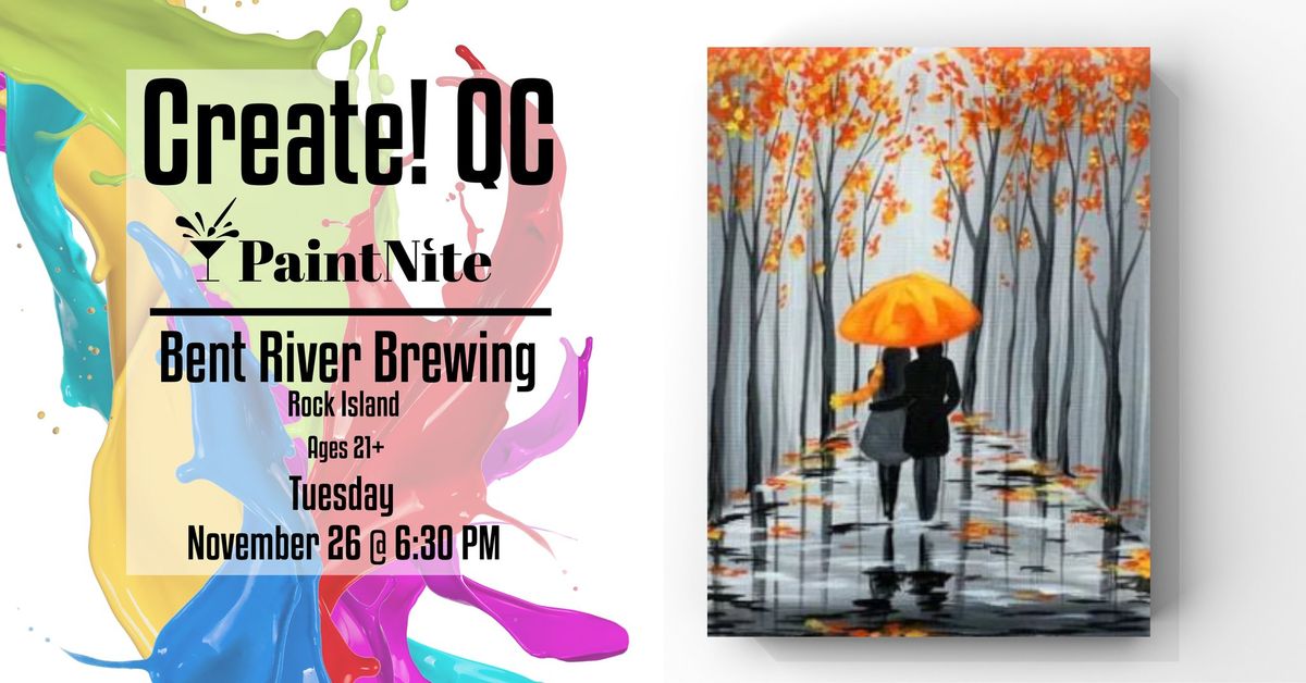 Paint Nite at Bent River Brewing Company Uncommon Room: Rainy Autumn Stroll