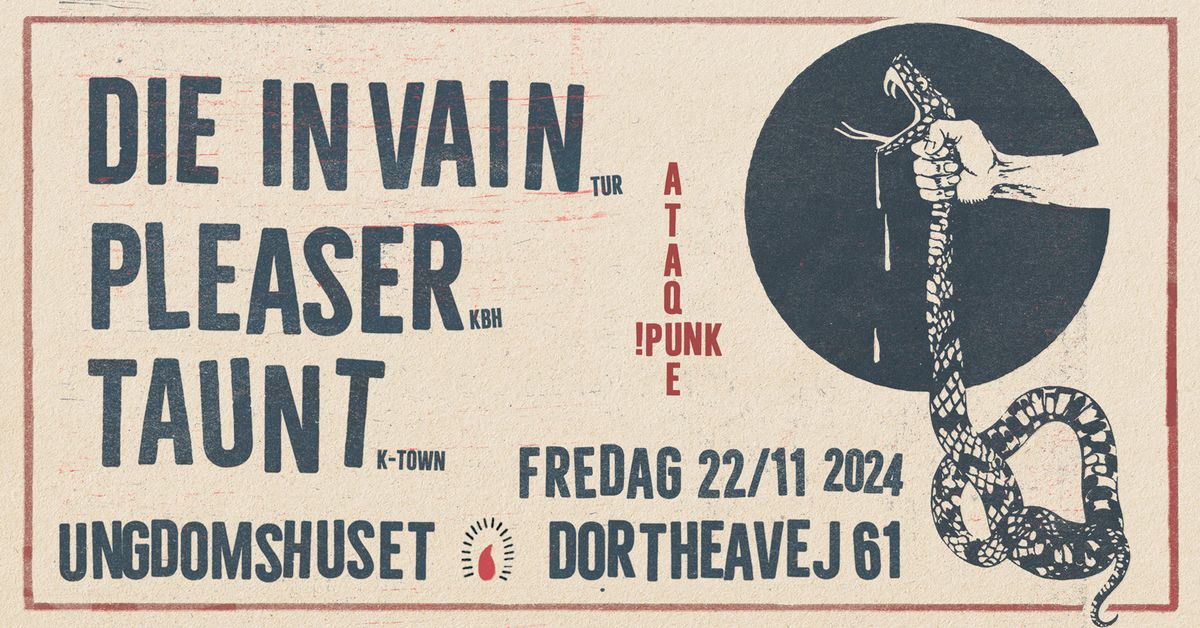 ATAQUE PUNK! DIE IN VAIN (Turkey) + PLEASER (Kbh) + TAUNT (K-Town)