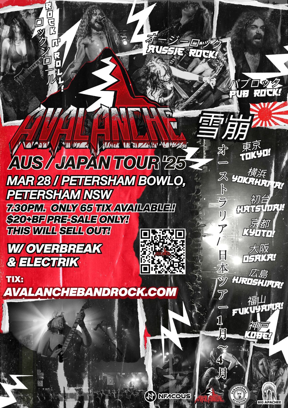 AVALANCHE! OZ & JAPAN Tour \/ Petersham Bowlo, Petersham NSW W\/ Overbreak & Electrik