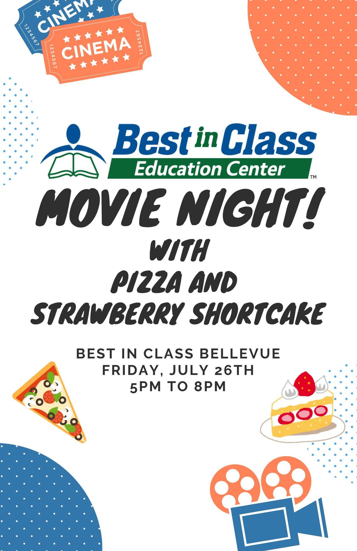 Movie Night with Pizza and Strawberry Shortcakes