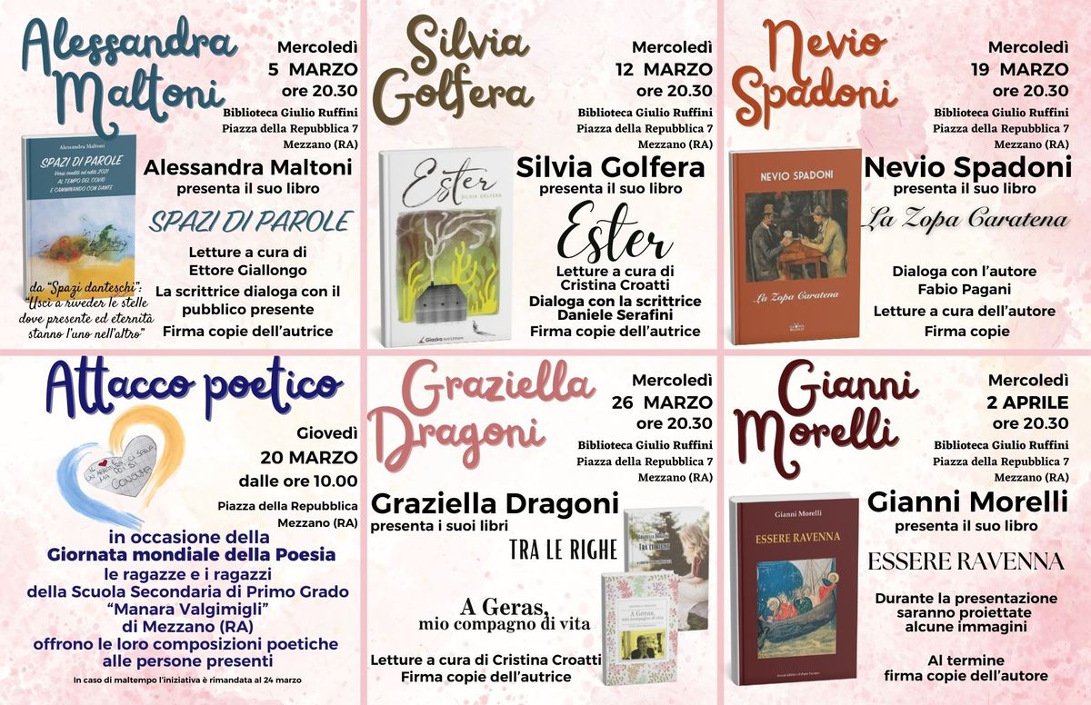 "PRIMAVERA D'AUTORE IN BIBLIOTECA G.RUFFINI" Tutti i mercoled\u00ec dal 5\/03 al 2\/04\/25