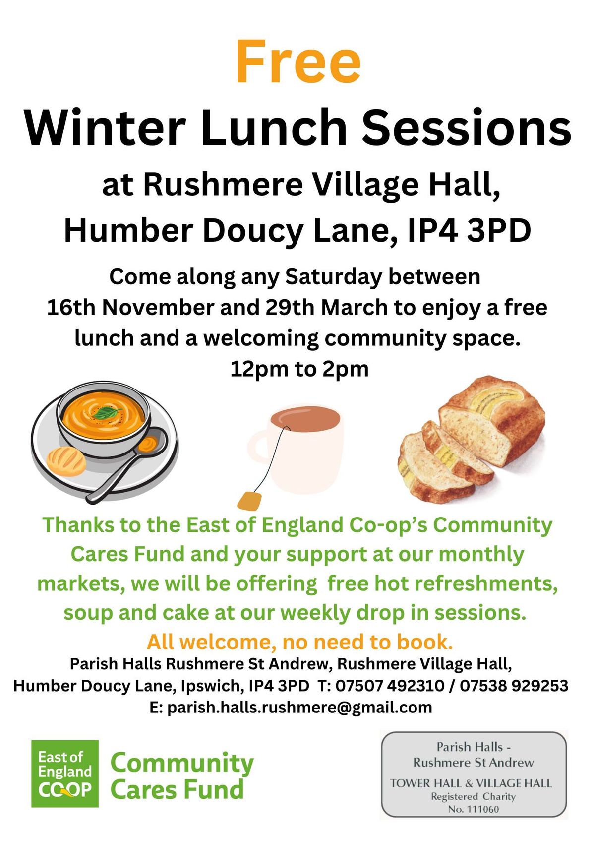 Free Winter Lunch Sessions at Rushmere Village Hall