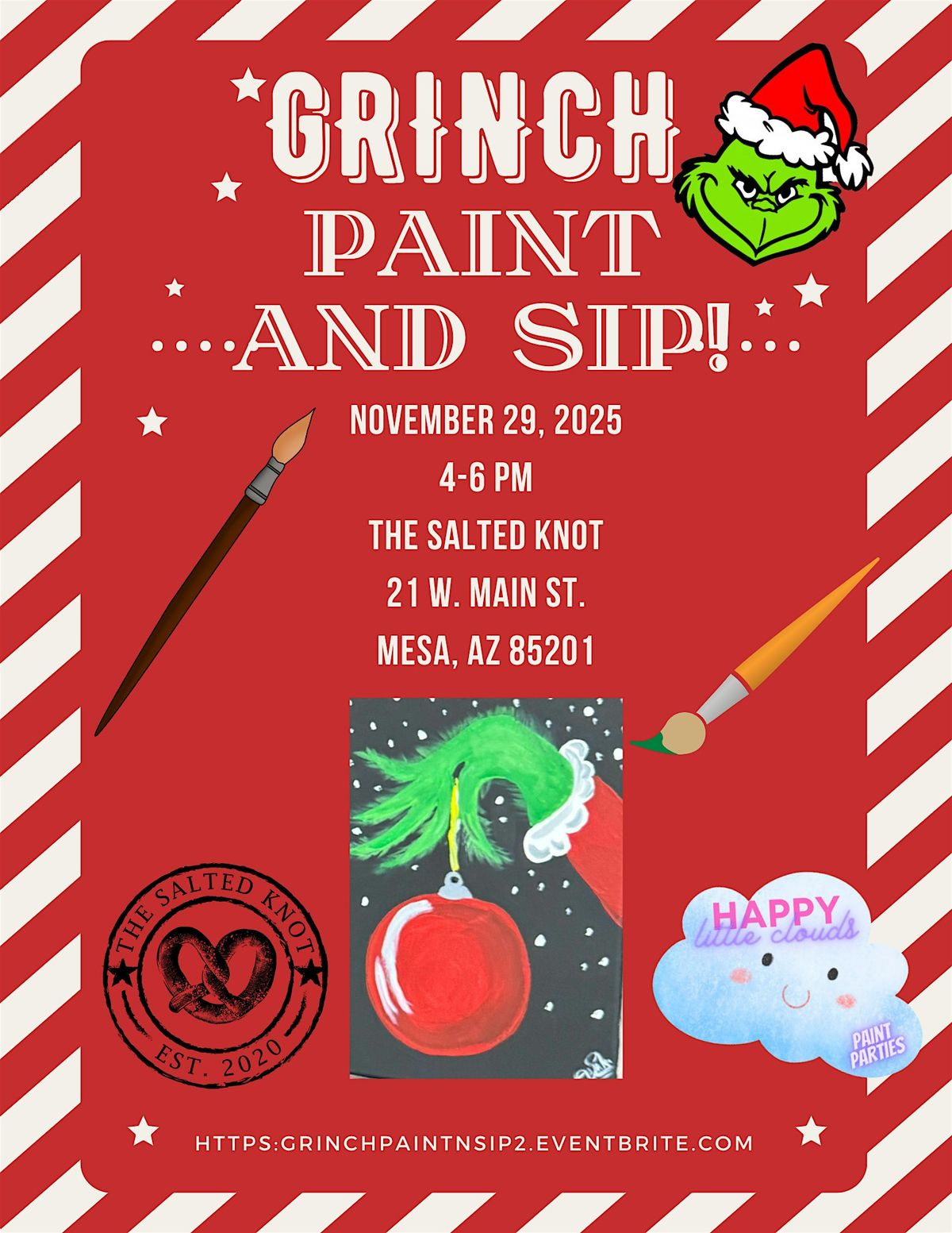 Grinch Paint and Sip at The Salted Knot in Downtown Mesa!