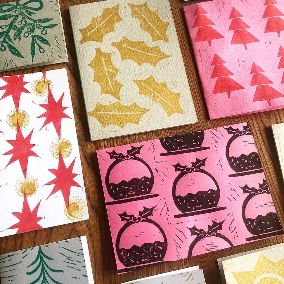 Block Printed Christmas Cards