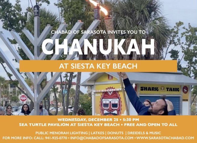 1st Night of Chanukah at Siesta Key Beach