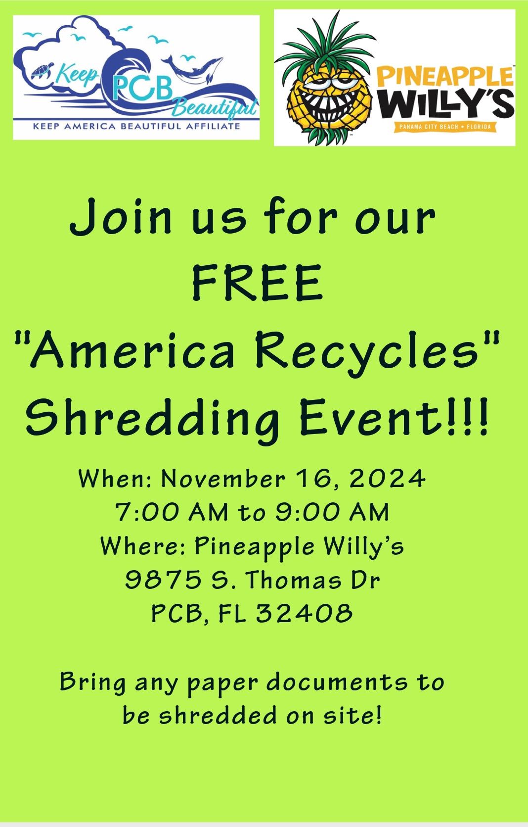 Annual America Recycles Shred Event