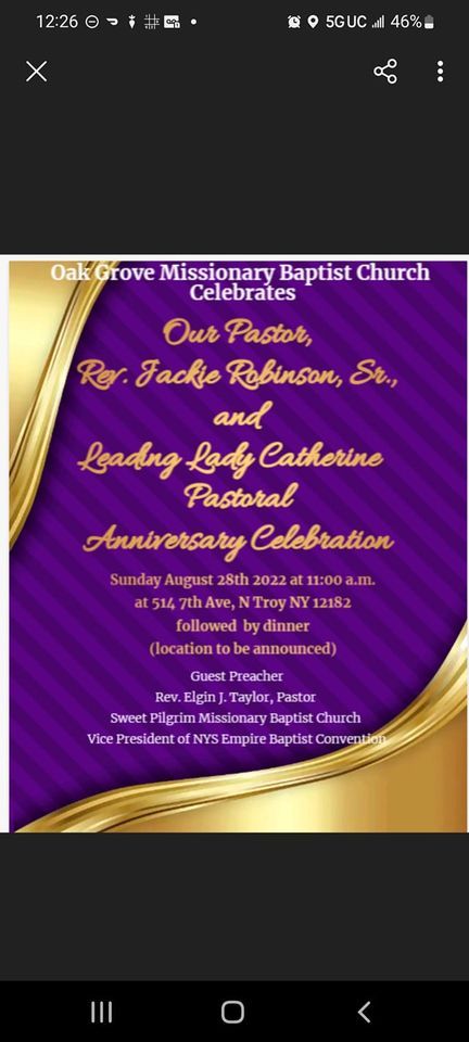 Pastoral Anniversary for Rev. and Mrs. Jackie Robinson, Sr.