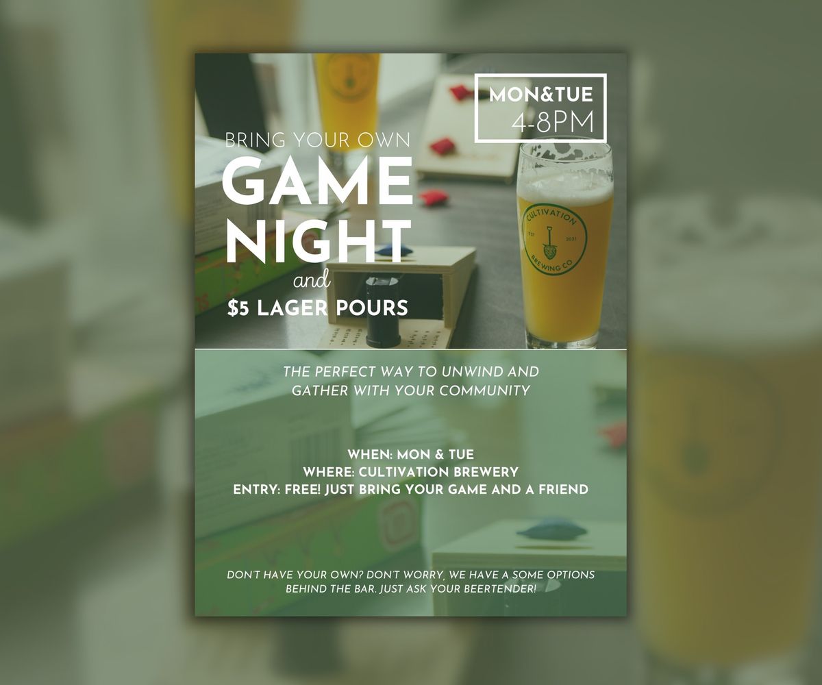 Bring Your Own Game Night and $5 Lager Pours