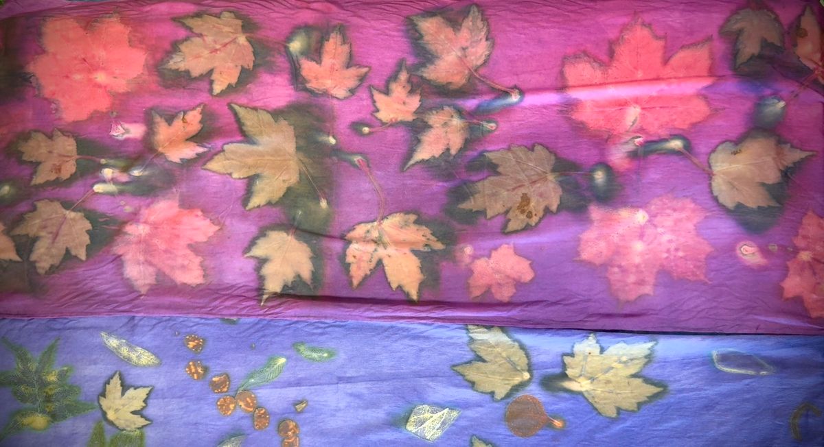 Eco Printed Silk Charmeuse Scarves with Natural Dyes - $120