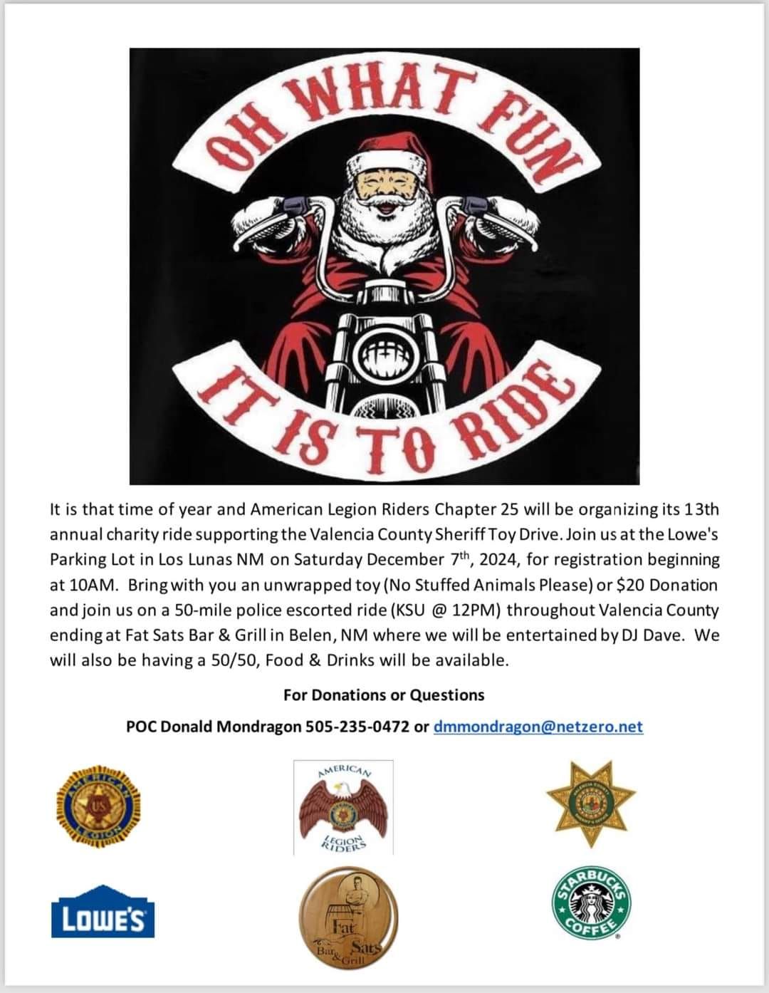 NMALR Chapter's Holiday Toy Run