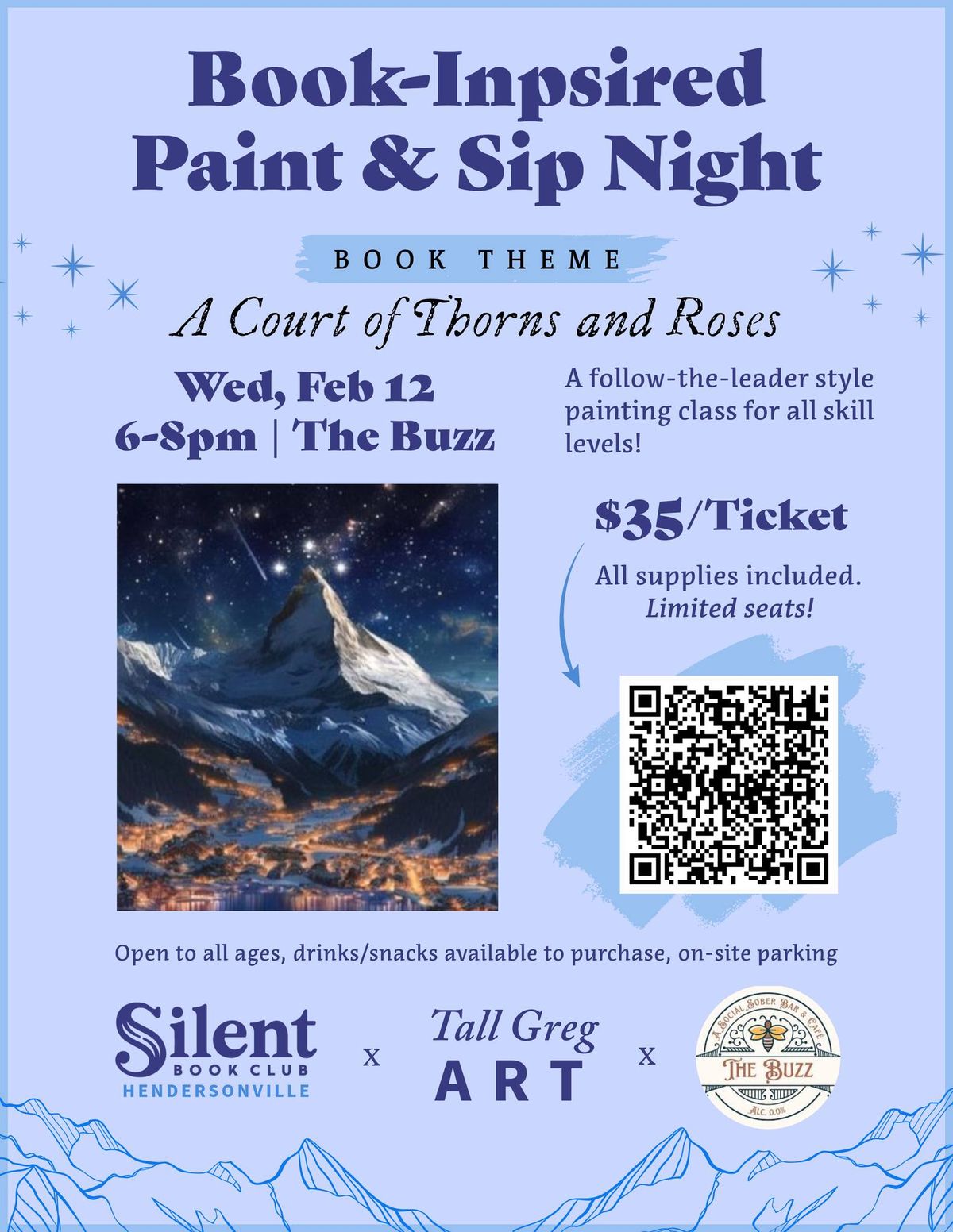 Book-Inspired Paint & Sip Night: A Court of Thorns and Roses