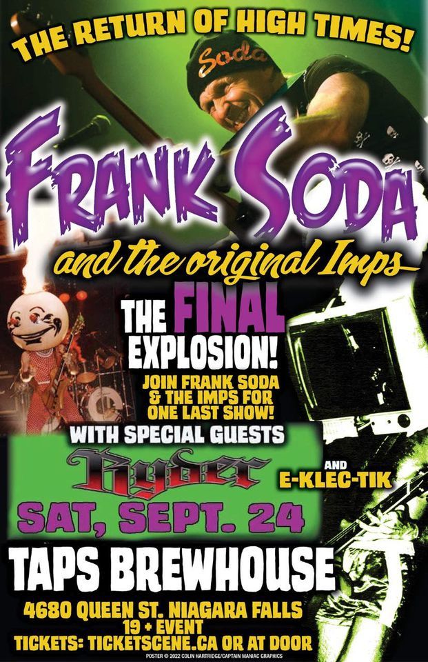 FRANK SODA and THE ORIGINAL IMPS - ONE LAST SHOW \/ ONE LAST EXPLOSION-September 24 at Taps Brewhouse