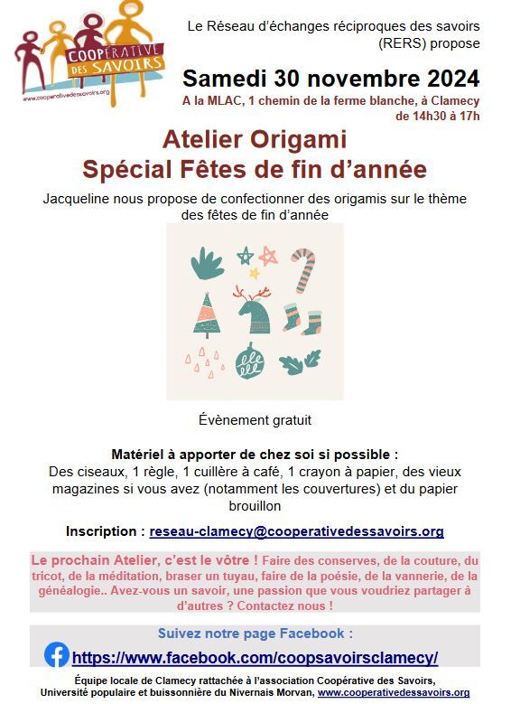 Atelier Origami sp\u00e9cial f\u00eates de fin d'ann\u00e9e