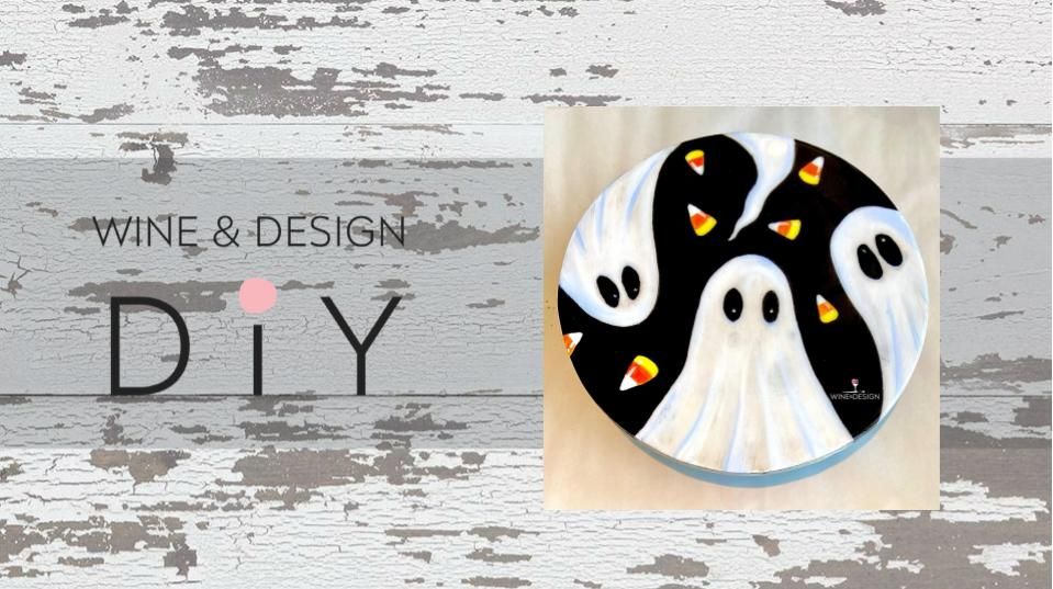 GHOSTS AND CANDY CORN CHARCUTERIE BOARD WITH RESIN SEAL