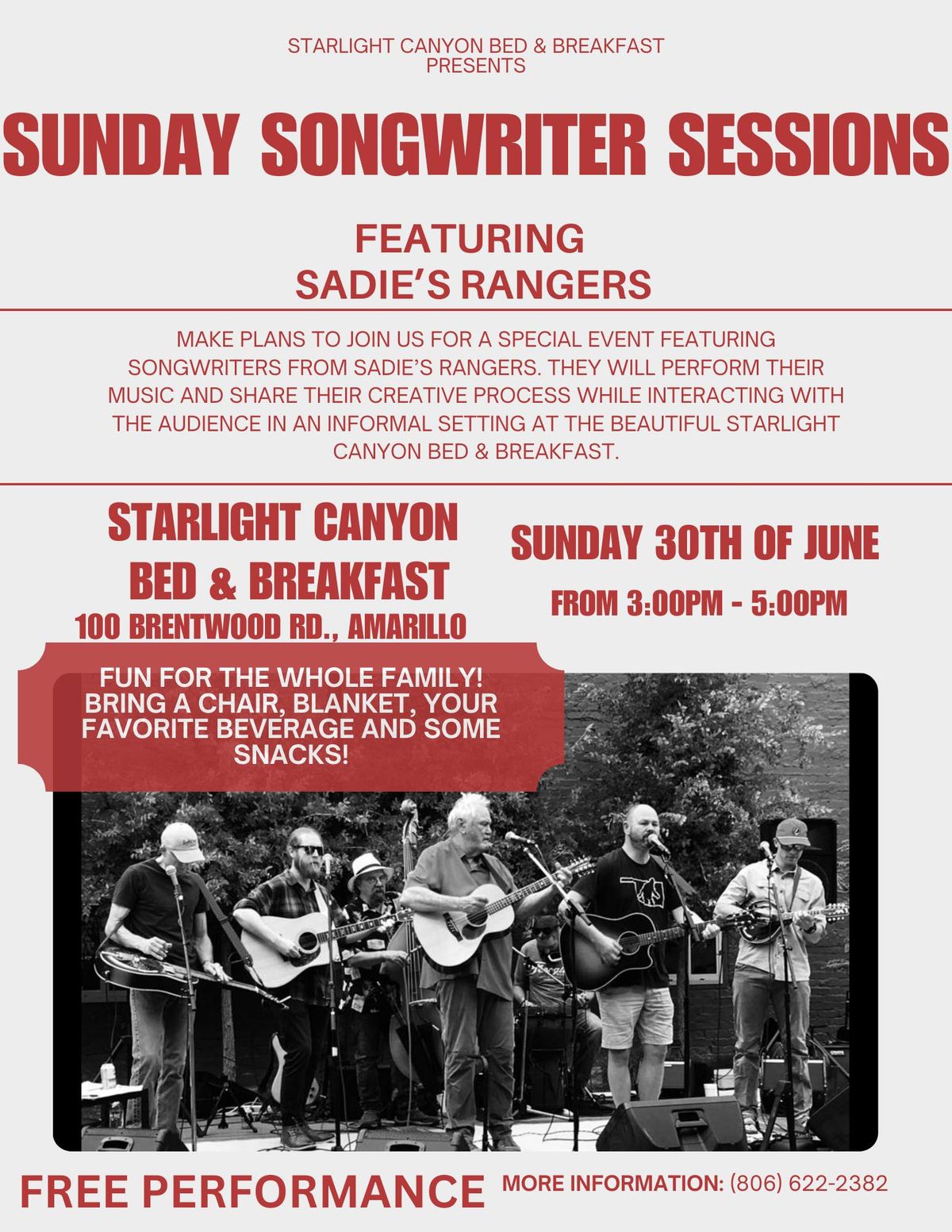 Sunday sessions at Starlight Canyon Bed & Breakfast