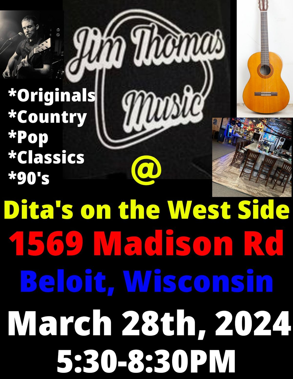 Jim Thomas Music makes his return to Dita's in Beloit, Wisconsin