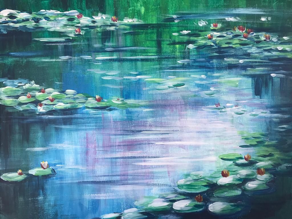 Sip & Paint Friday (6pm) with a Free drink : Monet Water Lilies\ud83c\udfa8  