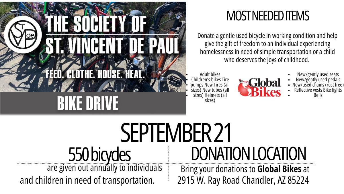 Bike Drive Benefitting St. Vincent DePaul