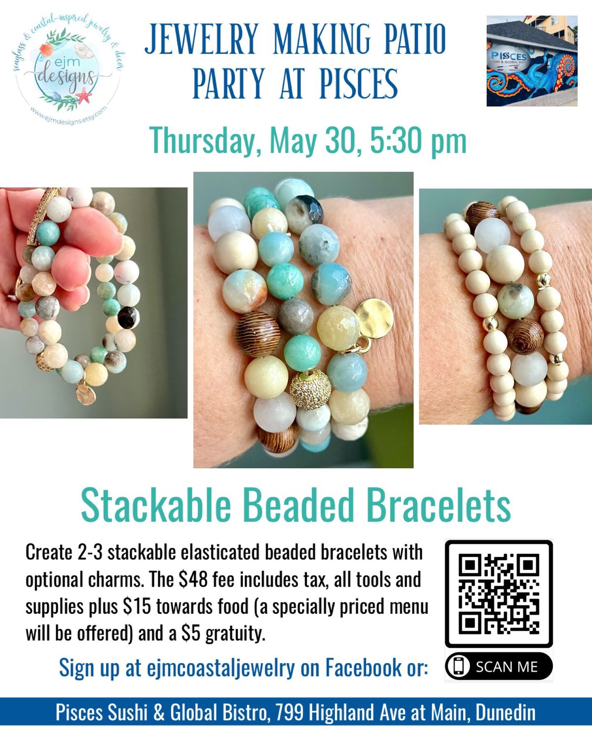 Jewelry Making Party at Pisces - Stackable Beaded Bracelets