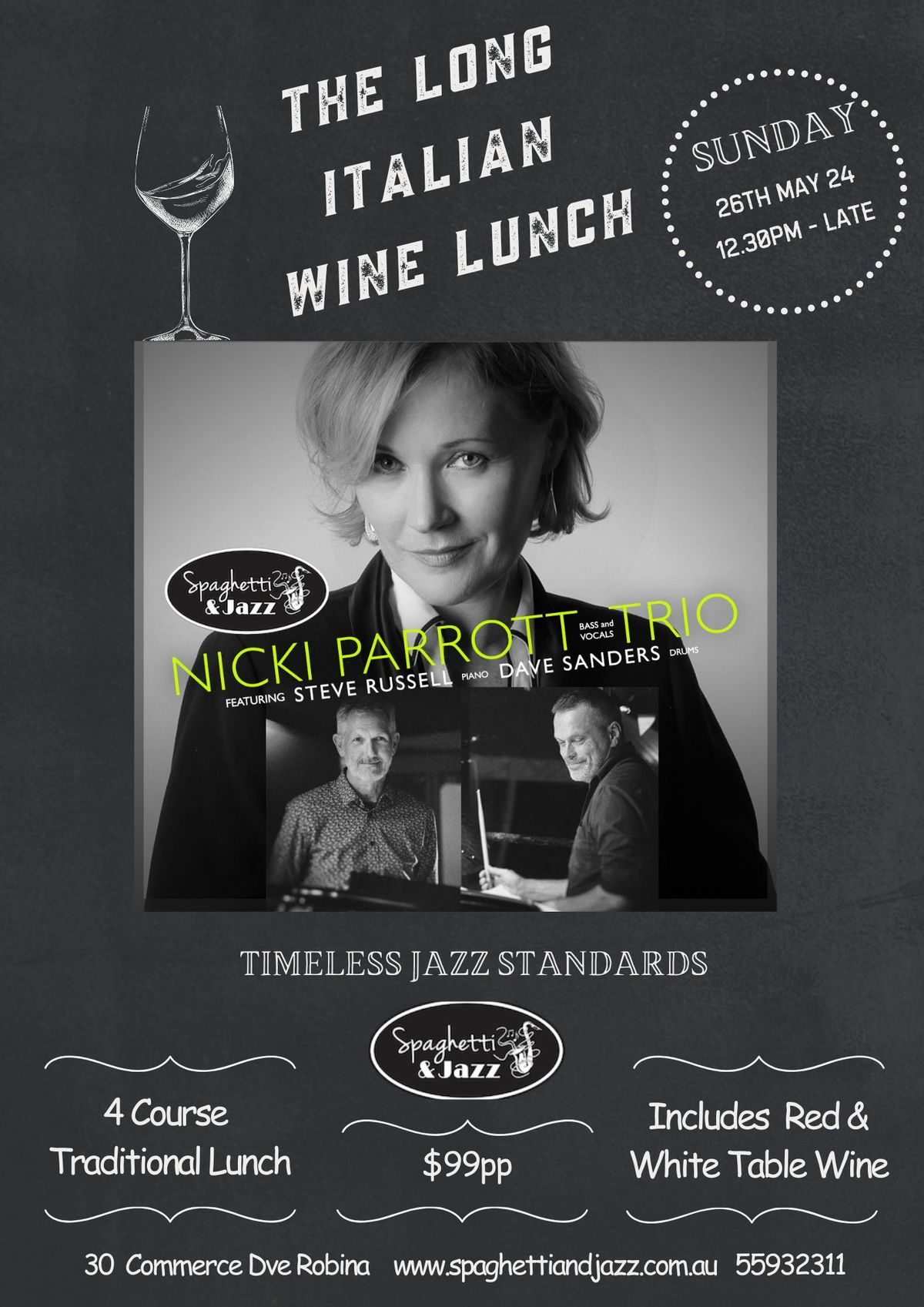 The Long Italian Wine Lunch Feat Nicki Parrott Trio